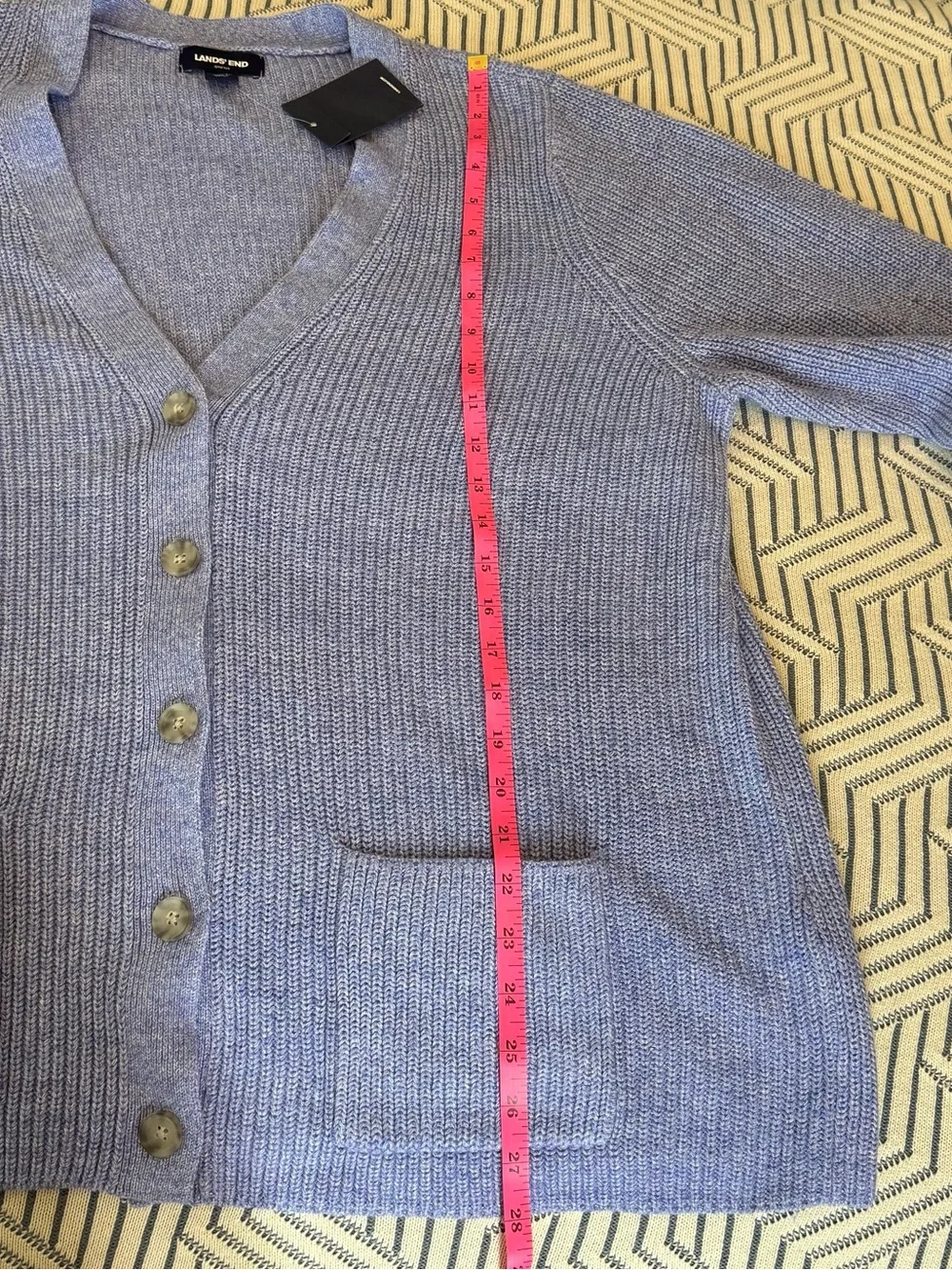 Lands' End Drifter Light Lavender V-Neck Button Cardigan, NWT 1X. - Picture 4 of 5